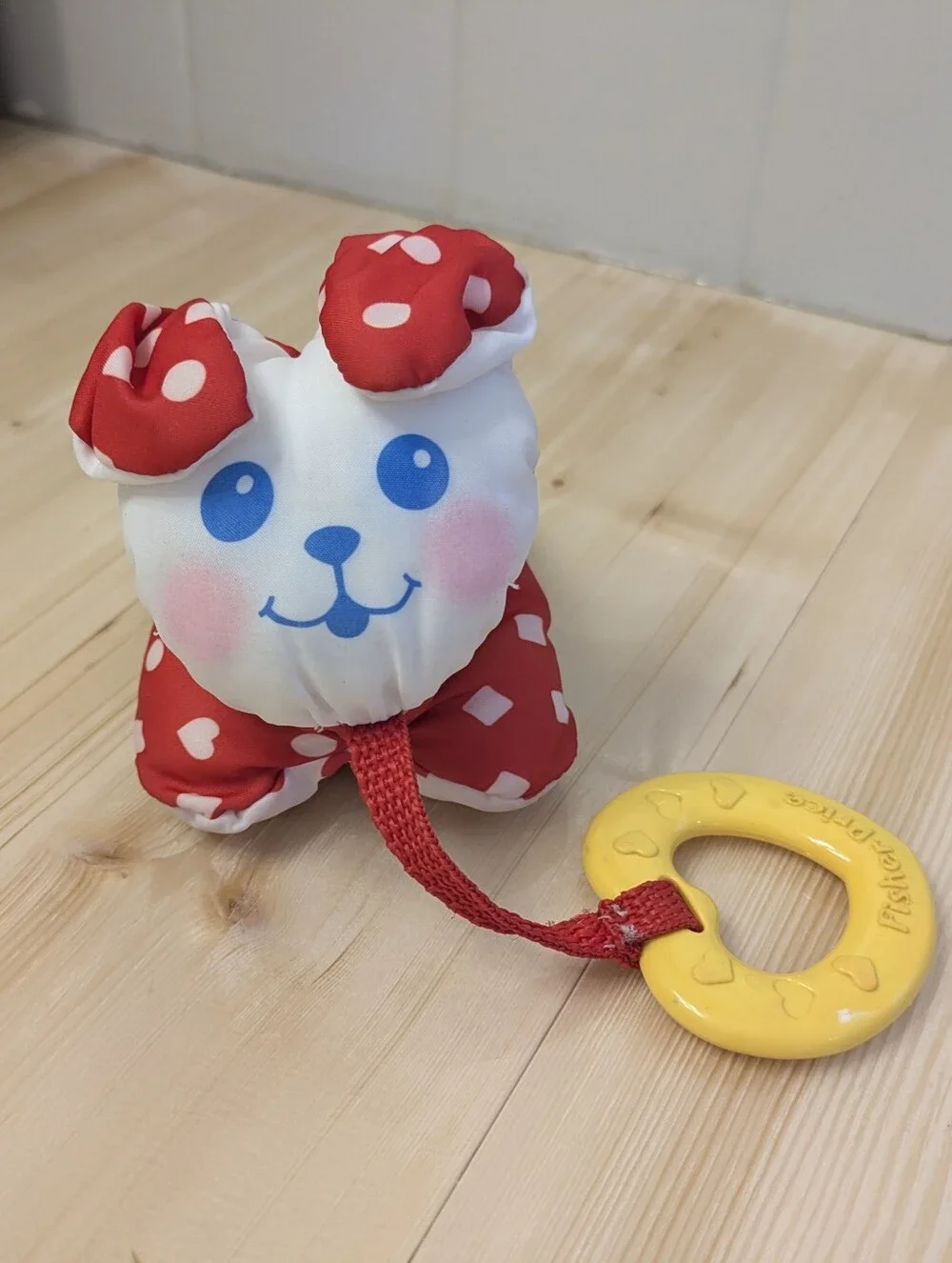 Vintage 1990 Red and White Baby toy with rattle
